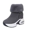Botas de Nieve para Mujer 2023 Invierno Nuevo Estilo Coreano Botines Cortos de Gamuza con Forro de Felpa, Botas de Algodón Cálidas y que Aumentan la Altura, Botines de Tobillo de Moda con Forro de Felpa