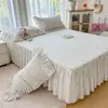 Faldón de cama de encaje estilo princesa, una sola pieza, oculta la parte inferior, nuevo modelo 2026, algodón puro, cubrecama de algodón completo, cubierta a prueba de polvo con borde de falda