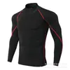 Talla asiática nacional en stock de alta venta fitness deportes al aire libre alta elasticidad secado rápido ciclismo yoga ajustado camiseta de manga larga cuello alto