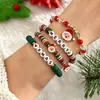 Serie Navideña Transfronteriza Europea y Americana Cuentas de Arcilla Polimérica Letras Colgantes de Papá Noel Pulseras Elásticas Juego de Varias Piezas
