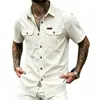 2026 Amazon Camisa de Verano para Hombre Estilo Americano Nuevo Diaria de Manga Corta Moda Versátil Casual Camiseta de Color Sólido