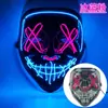 Máscara Halloween Luminosa Transfronteriza El Luz Fría Negra Forma de V Cara de Fantasma de Terror Accesorios de Fiesta Danza Led