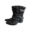 Primeiro Encontro Temporada Botas de Cano Curto Estilo Western Femininas 2026 Outono Inverno Novo Salto Grosso Nicho Preto Bico Fino Botas de Equitação Botas de Cavaleiro