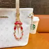 Bolsa de la Suerte de Brocado Estilo Chino Dinastía Song Calabaza Cadena de Teléfono con Cuentas de Cristal Llavero Colgante de Bolsa Exquisito Lindo Venta al por Mayor