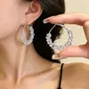 Pendientes Europeos y Americanos de Lujo Accesible con Gran Circonita en Forma de Gota Super Brillantes Exquisitos de Gama Alta Completamente Diamantados Pendientes Elegantes para Cena para Mujeres