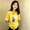 Camiseta de Manga Larga para Niñas 2026 Nuevo Estilo Primavera y Otoño para Niños Mayores, Dulce y Elegante Corte Holgado Algodón Puro Top Falso de Dos Piezas para Niñas