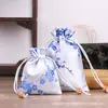 Bolsa de Tecido Cetim de Seda, Bolsa para Doces de Casamento, Bolsa de Presente, Saquinho Tradicional com Cordão de Flor de Ameixa, Bolsa de Armazenamento, Bolsa de Tecido