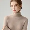 Suéter de cuello alto de encaje suave para mujer de comercio exterior transfronterizo, suéter de capa interior para otoño e invierno, camiseta básica de punto de color liso con cuello alto apilado