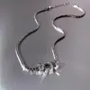 Collar Colgante Anillo de Diamante Brillante, Estilo Minimalista Unisex Lujo Ligero Diseño de Nicho, Cadena para Clavícula Versátil de Temperamento a la Moda