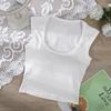 Colete Quadrado Sem Mangas de Ombro Largo Feminino Peça Única Com Bojo Fixo Base Usando Algodão Roupa Íntima Versátil Envolto no Peito