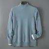 Suéter 100% Lã Pura Masculino Gola Alta Meia Cor Sólida Pulôver Roupa Íntima Casual Suéter de Caxemira Malha Solta Camisa Base