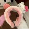 Diadema de Peluche con Estampado de Leopardo de Gatito para Lavado Facial de Mujer Maquillaje Pelo de Conejo Diadema de Gato Kt Lindo Lazo de Dibujos Animados