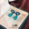 Nuevos Pendientes Largos de Gancho Turquesa Estilo Chino, Pendientes Florales de Moda y Elegantes para Mujer, Pendientes de Tendencia Nacional Estilo Étnico Venta al por Mayor
