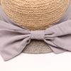 Sombrero de Paja Rafia de Ala Ancha para Mujer con Lazo y Combinación de Colores, Sombrero de Protección Solar