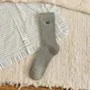 Meias Marrons para Mulheres, Meias Femininas de Cano Médio para Outono e Inverno, Listras Verticais Leve Compressão, Cor Sólida Bordado de Ovo, Meias Femininas Largas, Meias de Algodão Penteado