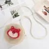 Linda Bolsa Cruzada Pequeña Redonda de Paja Tejida para Niños, Bolsa de Viaje de Playa de Dibujos Animados de Alto Valor para Niños y Niñas