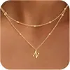 Collar con Colgante de Inicial de 26 Letras Transfronterizo Europeo y Americano de Amazon Exquisito Chapado en Cobre Oro de 14K Personalizado Simple Moda Joyería