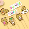 Decoraciones para pastel de cumpleaños de niños de moda roja te desean un feliz cumpleaños tarjeta de oso adorno para hornear