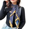 Estilo Nuevo Primavera 2026 Bufanda Cuadrada Grande de 90 para Mujer Elegante Estilo Coreano Seda de Sarga Patrón de Moda Bufanda de Seda Estampada Bufanda Decorativa para Cuello