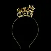 Faixa de Cabeça com Letras de Rainha de Aniversário Europeia e Americana Acessórios de Cabelo de Aniversário Faixa de Cabeça de Metal com Diamantes de Princesa Acessórios de Cabeça de Aniversário
