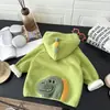 Cárdigan infantil grueso con forro de polar, cálido y elegante para otoño e invierno, con una sudadera con capucha de felpa temática de dibujos animados, perfecta como abrigo cálido para niños pequeños y bebés.