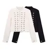 Ropa de mujer de comercio exterior europeo y americano ZA transfronteriza, popular en AliExpress, chaqueta vaquera de otoño vintage con cuello alto y doble fila de hebillas metálicas