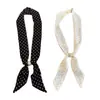 Lenço de Seda com Bolinhas, Estilo Coreano Suave e Elegante, Lenço de Seda Preto com Bolinhas e Colar de Contas, Acessório de Pescoço para Mulheres com Senso de Design