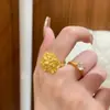 Anillo de Brocado Estilo Boda Flor de Trébol para Mujer Ajustable Retro Oro Simulado Pequeño Fresco Anillo Venta al por Mayor