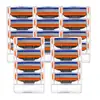 Aparelho de barbear manual masculino em estoque com lâminas de três camadas, cabeça de lâmina de aço inoxidável multicamada, modelo bicolor laranja e azul
