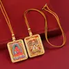 Colar Pingente Thangka de Xizang com Oito Santos Protetores do Zodíaco e Verso Wuye Dupla Face