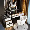 Estilo Luxo Leve Vidro Temperado Multifuncional Carregamento Sem Fio Inteligente Quarto Penteadeira Moderna Simples Penteadeira de Alta Sensibilidade