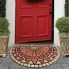 Tapete de Piso de Azulejo Floral Retrô Estilo Americano Transfronteiriço para Entrada, Resistente a Manchas e Fácil de Manter, Tapete de Entrada de Veludo Cristal Doméstico