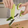 Tijeras para Cebolla Verde de Acero Inoxidable, Tijeras de Cocina para el Hogar, Tijeras Multifuncionales de Cinco Capas para Alimentos, Tijeras Pequeñas para Chile, Cilantro y Cebolla Verde