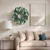 1 peça de guirlanda de flores de folha de eucalipto artificial verde exuberante de 16,92 polegadas, imitação para guirlandas de flores de primavera e verão para ambientes internos e externos, usada para decoração realista de folhas de eucalipto artificiais em portas de entrada, casas, jardins, escritórios, casamentos e feriados