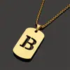 Collar Popular Transfronterizo de Acero Inoxidable Hueco con 26 Letras Inglesas Versátil Simple Moderno Unisex Pareja Joyería de Marca Militar