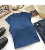 Chaleco Grueso de Color Sólido Versátil con Mangas Cortas y Cuello Semi-alto Estilo Coreano Top Elegante con Almohadilla en el Pecho
