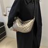 Bolso de hombro informal para mujer, bolso de mano portátil de gran capacidad, estilo rombo, bandolera sencilla con relleno de algodón, novedad de 2024