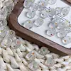 Cristal Blanco Natural Perlas de Seis Caras Perlas Estilo Antiguo Accesorios para Joyería DIY Tallado con Agujero Pulsera Estilo Vintage
