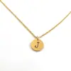 Collar con Colgante de Alfabeto de Acero Inoxidable 26 Letras, Cadena para Clavícula, Pieza Redonda Chapada al Vacío en Oro de 18 Quilates, Colgante de Acero de Titanio de Moda, Superventas Transfronterizo