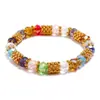 Accesorios nuevos transfronterizos personalidad simple pulsera de cristal para mujer con cuentas pulsera elástica multicolor joyería para estudiantes joyería al por mayor