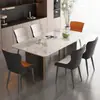 Mesa y sillas de comedor de madera maciza y losa de roca para espacios pequeños, mesa de comedor rectangular de estilo italiano moderno minimalista para uso doméstico al por mayor