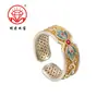 Anillo de Plata Pura 9999 Doble Hoja de Loto Plata de Ley Esmalte Dorado Anillo Calado Nuevo Chinoiserie Estilo Nacional Regalo para Amigos