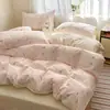 Set de Algodón de Cuatro Piezas Estilo Ins de Dibujos Animados Lindo 100% Algodón Funda de Edredón Sábanas Juego de Cama de Tres Piezas para Dormitorio Niños