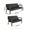 Conjunto simples de sofá e mesa de centro para escritório comercial, espesso e durável, adequado para recepção e sala de espera, sofá de couro de três lugares com estrutura de aço