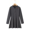 Vestido de Lapela Longo com Cintura Estilo Europeu e Americano para Mulheres Outono e Inverno Novo Gola Polo Meio Aberto Curto de Malha Base
