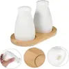 Bandeja de bambú con portavasos Bandeja de bambú Bandeja de almacenamiento para gel de ducha y vaso para enjuague bucal