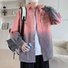 Camisa de manga larga con color degradado de personalidad para moda masculina de otoño, para hombres y adolescentes, estilo coreano, casual, versátil, holgada