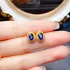Venta al por mayor de fábrica Pendientes Populares de Zafiro Natural Plata S925 Incrustados Piedra Principal 4*6 Joyería de Lujo Venta Directa de Fábrica