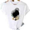 Atacado estação independente primavera e verão figura geométrica tamanho grande feminino retro desenho animado letras branco top camiseta feminina