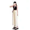 Jeans anchos color blanquecino para mujer, verano, corte limpio, tiro alto, holgados, estilizan, versátiles, para petite, rectos, cropped
